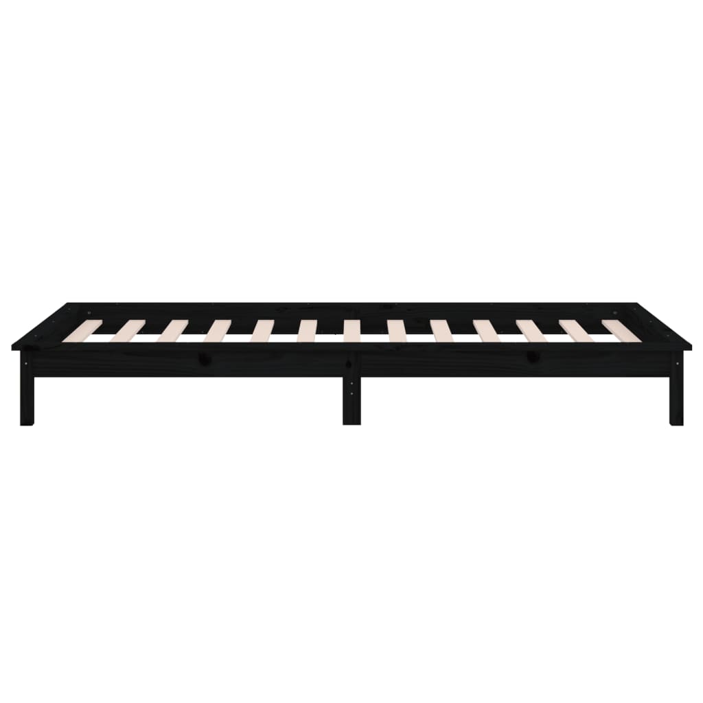 Cadre de lit à LED sans matelas noir 90x190 cm bois massif - XIOS