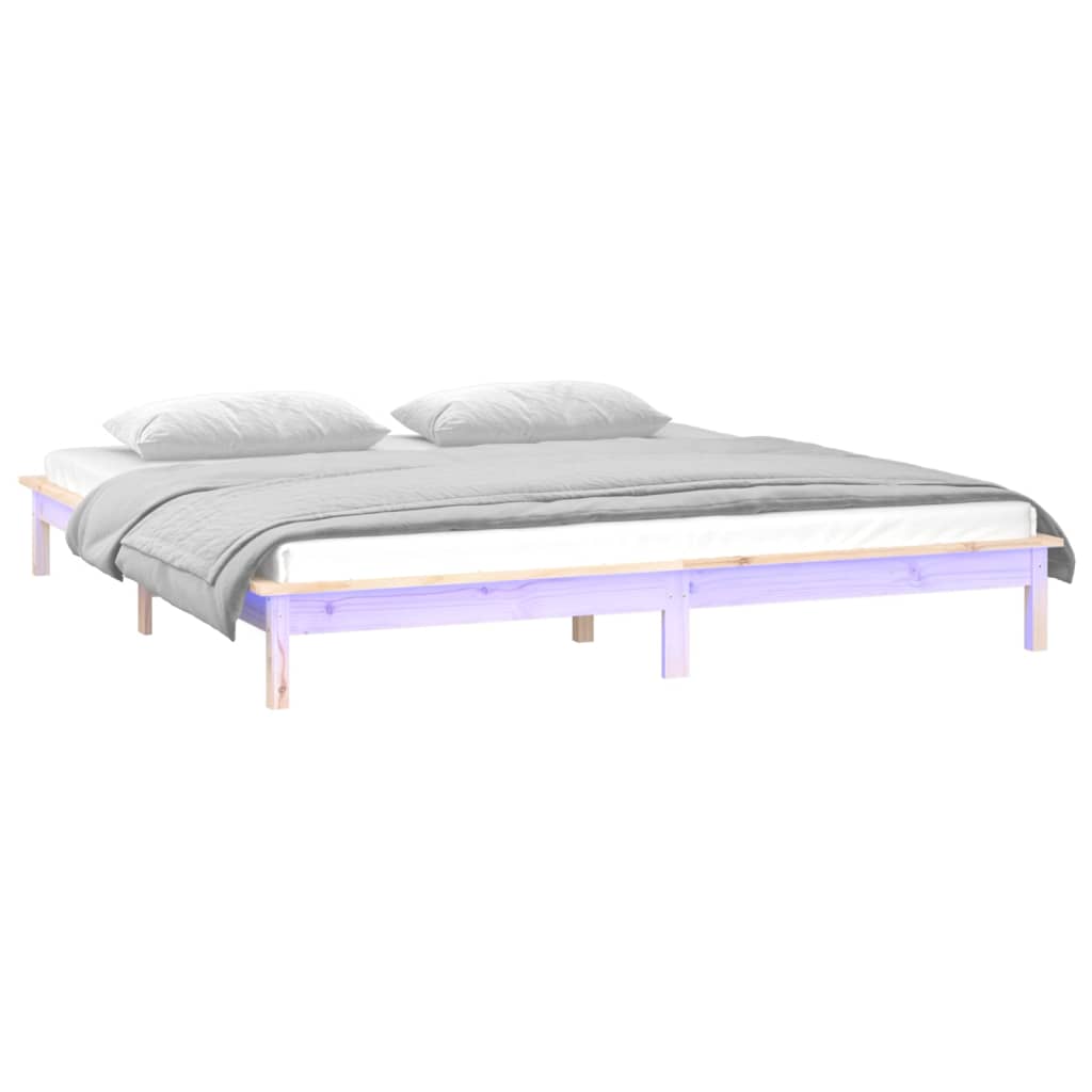 Cadre de lit à LED sans matelas 120x190 cm bois massif - XIOS