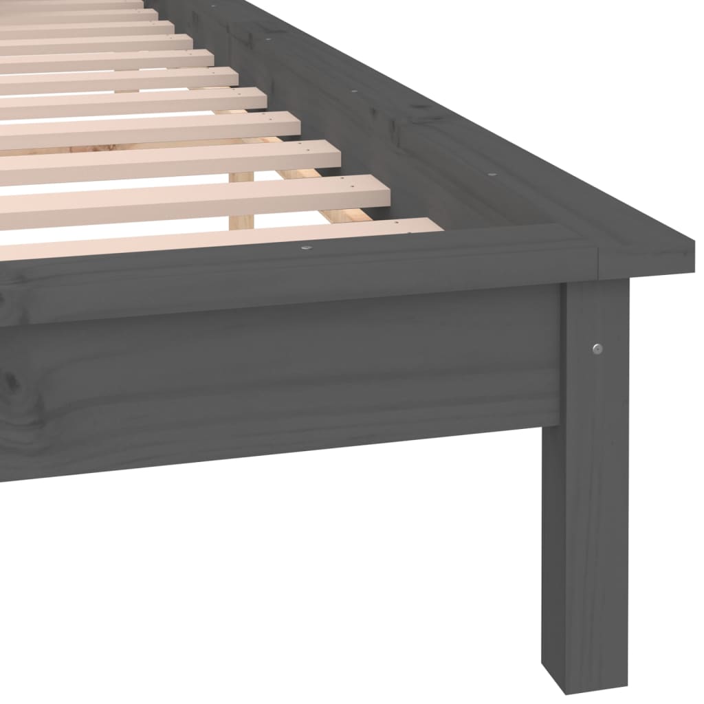 Cadre de lit à LED sans matelas gris 120x190 cm bois massif - XIOS