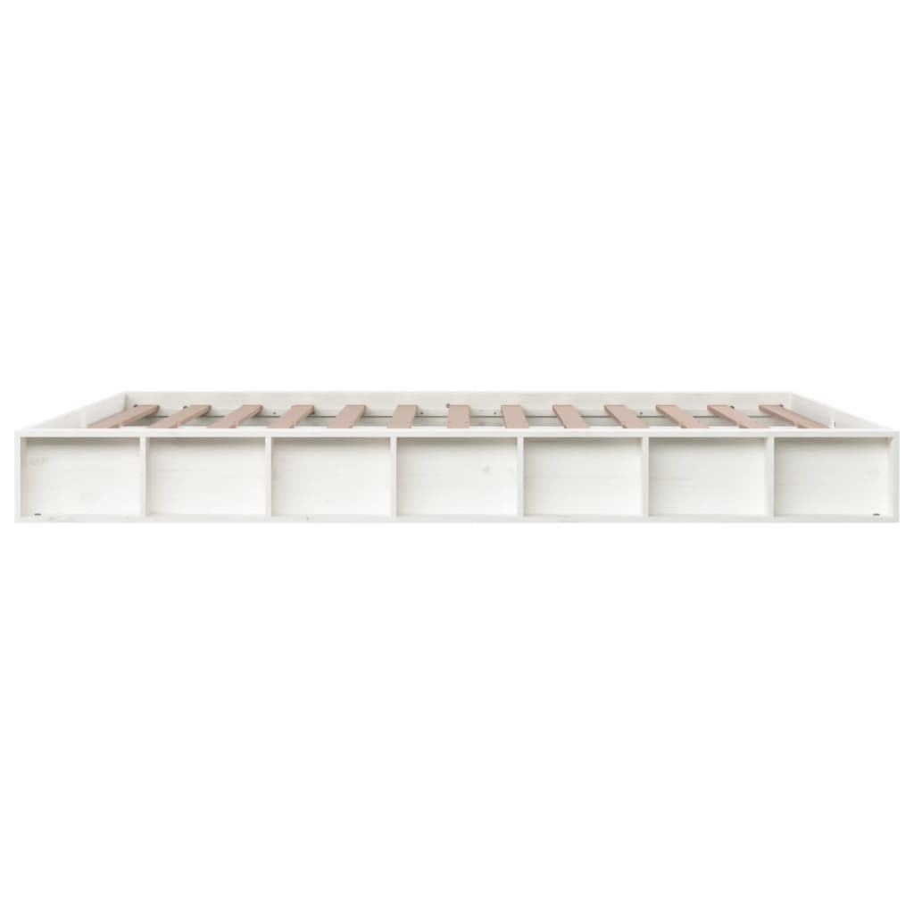 Cadre de lit sans matelas blanc 200x200 cm bois massif - XIOS