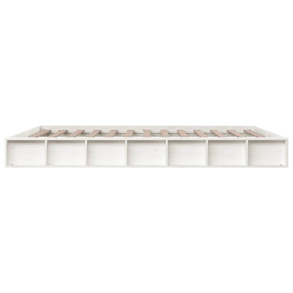 Cadre de lit sans matelas blanc 160x200 cm bois massif - XIOS