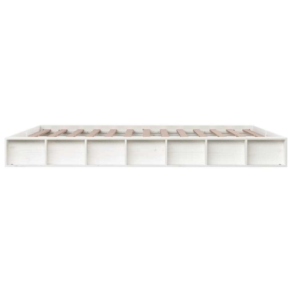 Cadre de lit sans matelas blanc 150x200 cm bois massif - XIOS