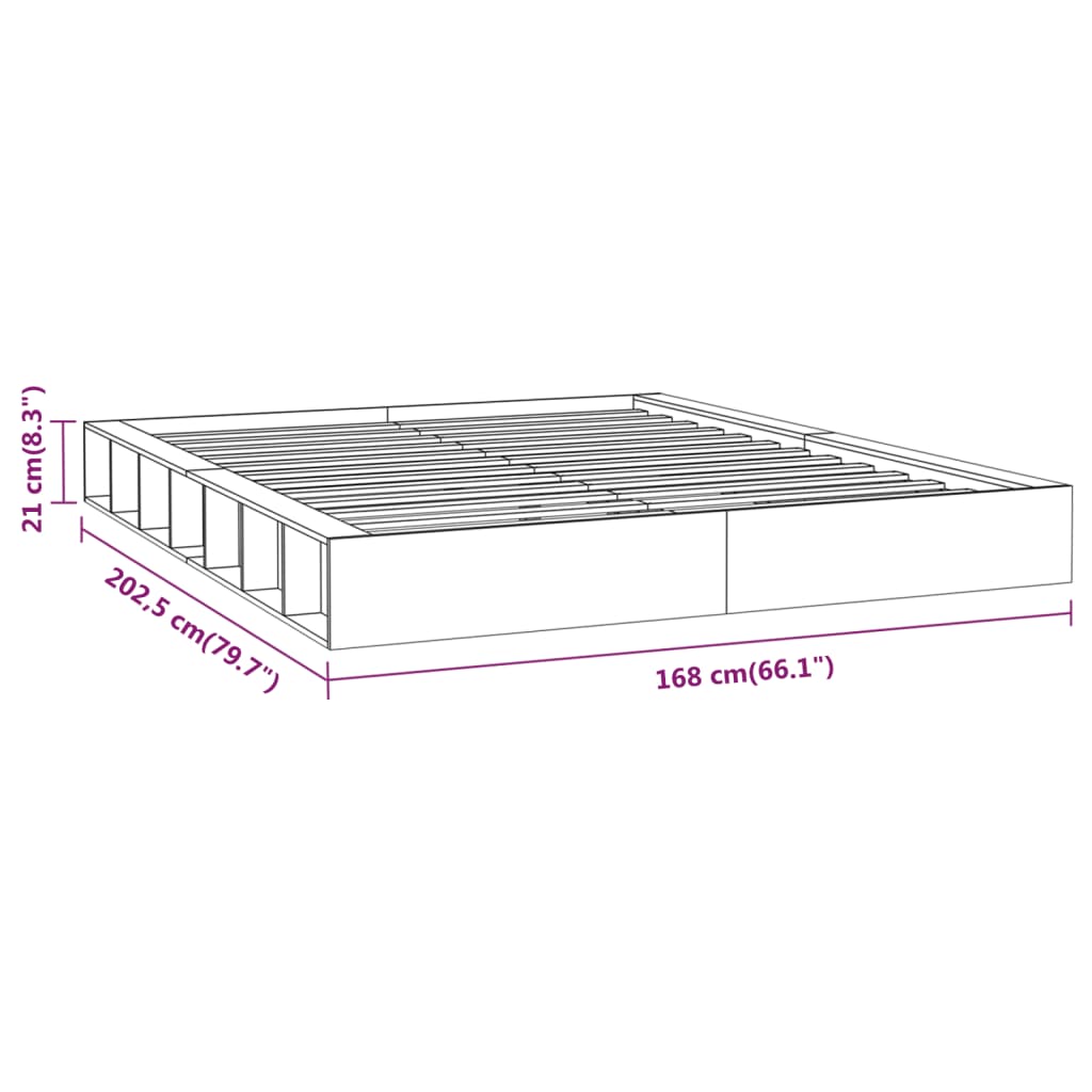 Cadre de lit sans matelas blanc 150x200 cm bois massif - XIOS