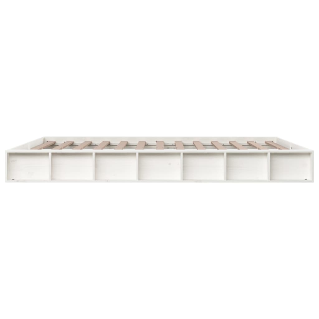 Cadre de lit sans matelas blanc 140x200 cm bois massif - XIOS