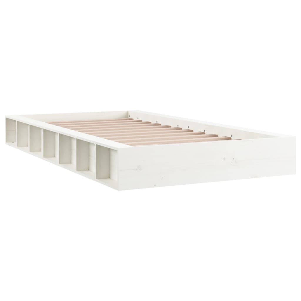 Cadre de lit sans matelas blanc 90x200 cm bois massif - XIOS