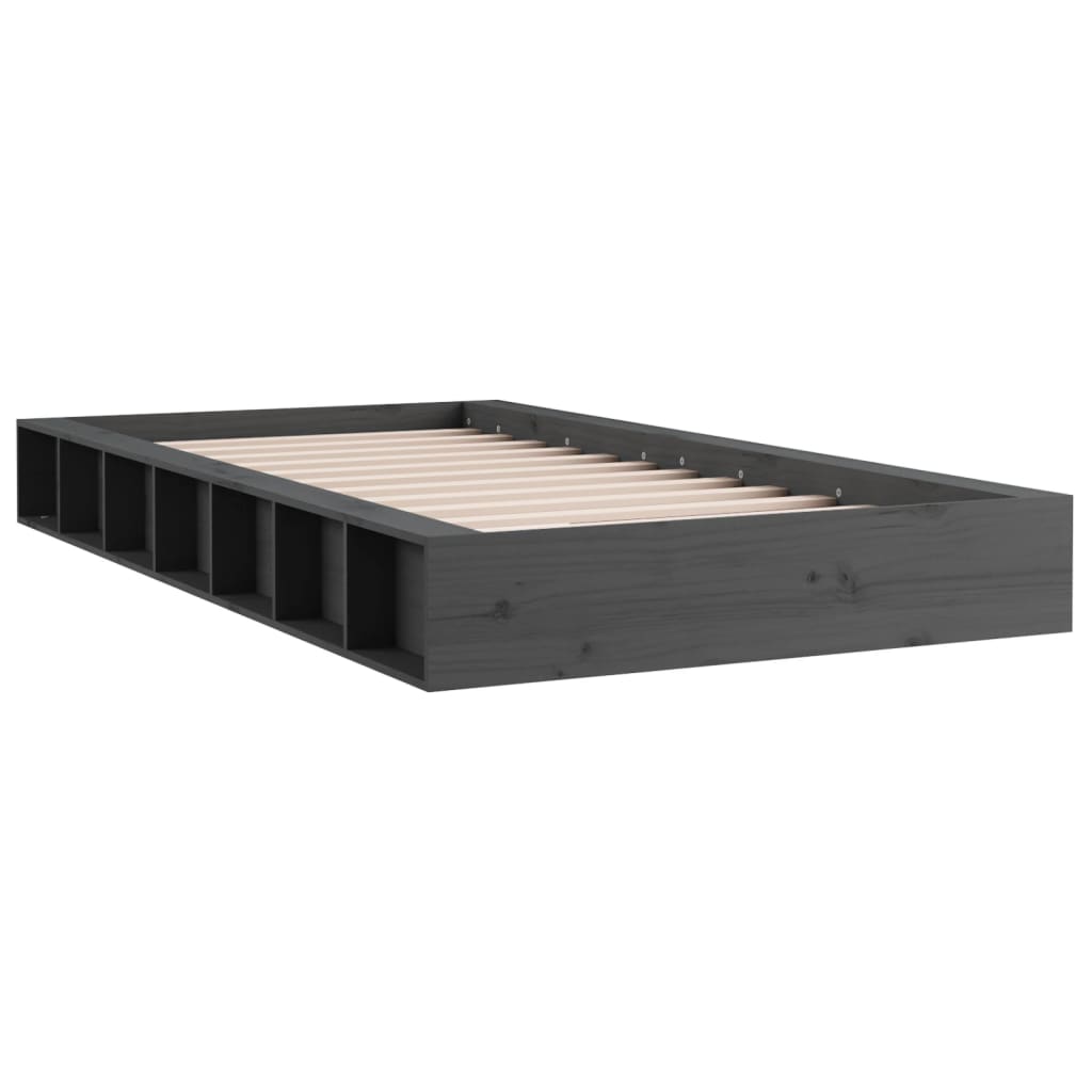 Cadre de lit sans matelas gris 75x190 cm bois massif - XIOS