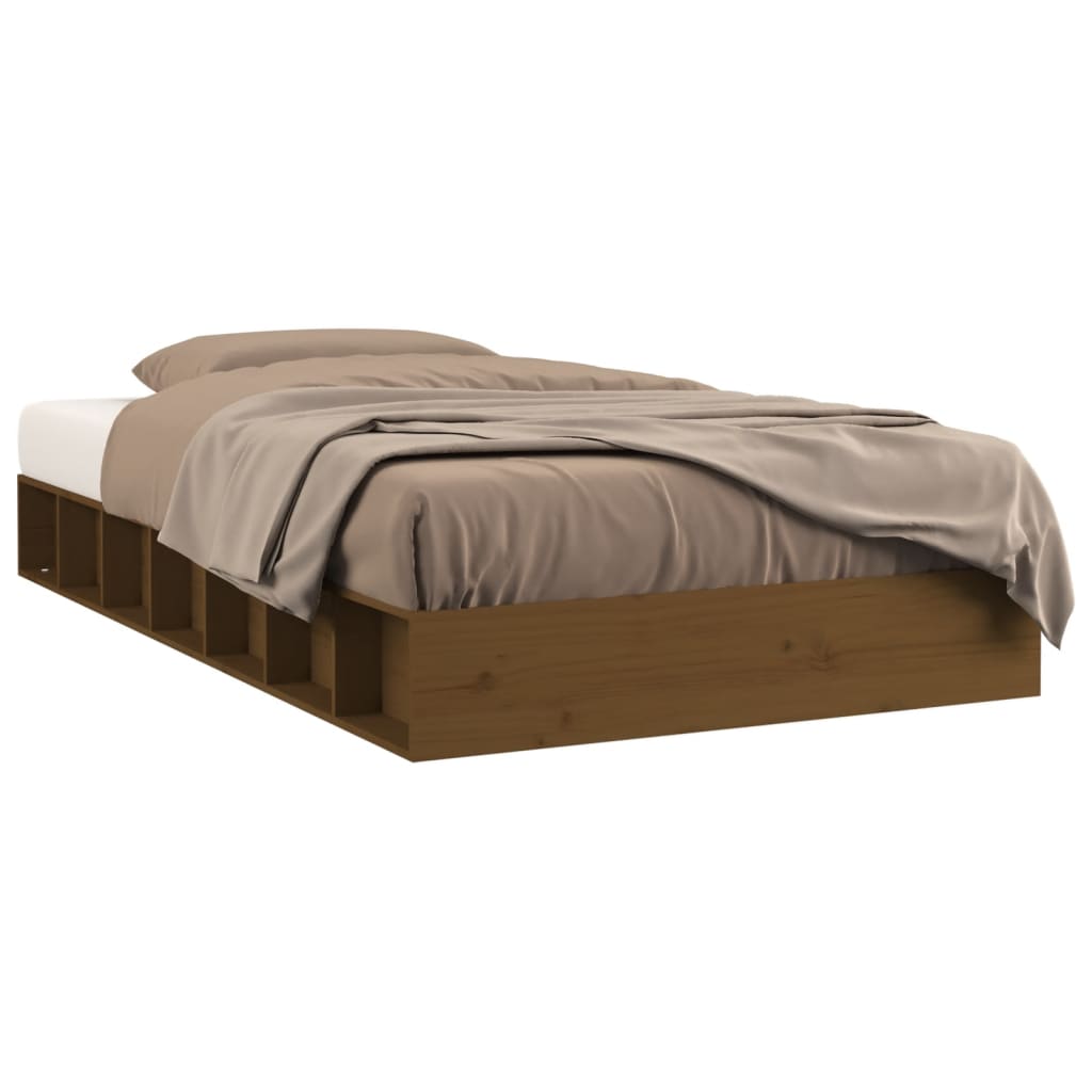 Cadre de lit sans matelas marron miel 75x190 cm bois massif - XIOS