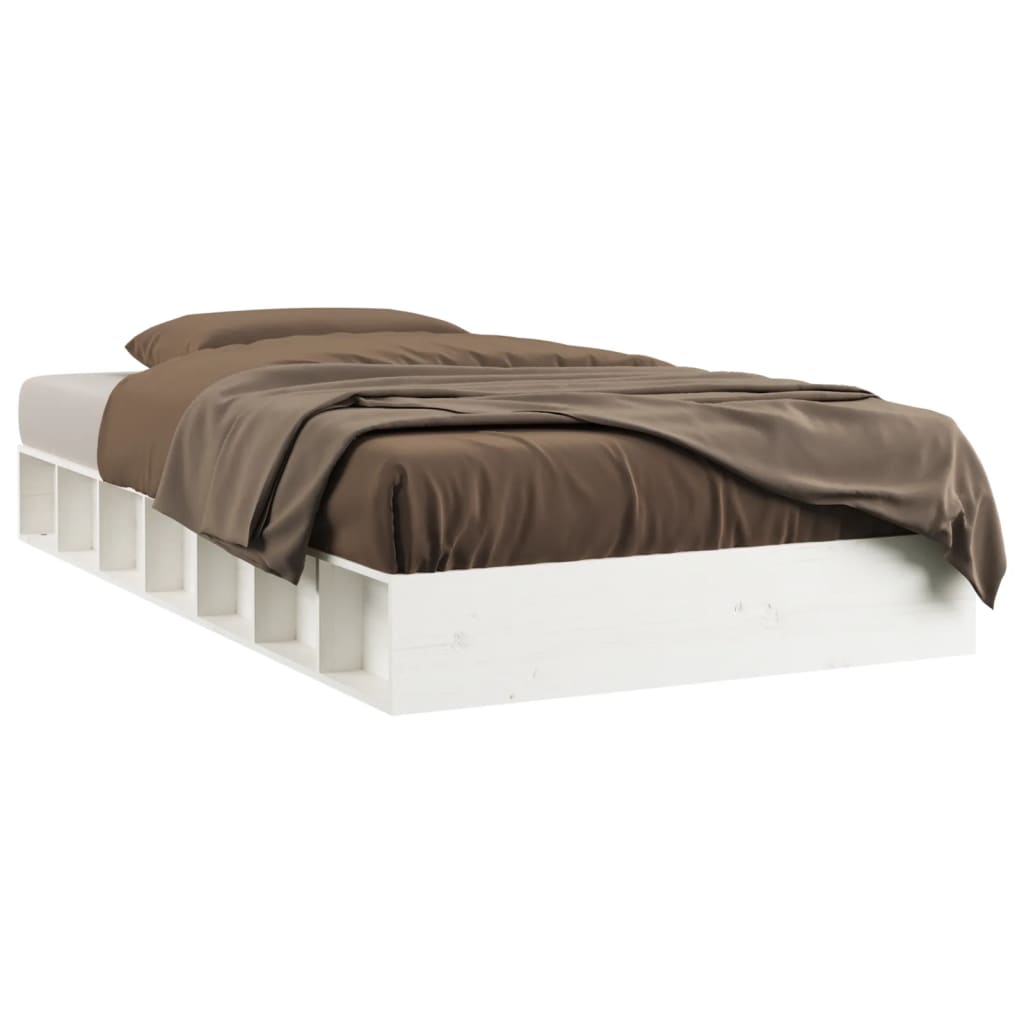 Cadre de lit sans matelas blanc 90x190 cm bois massif - XIOS