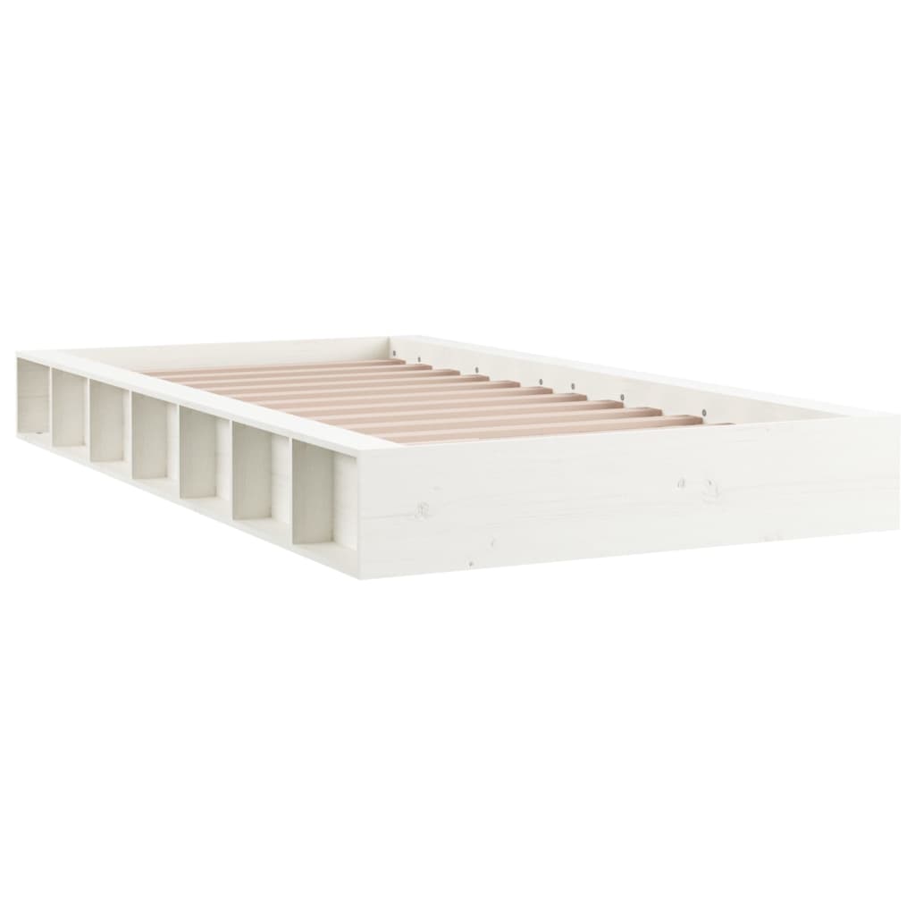 Cadre de lit sans matelas blanc 90x190 cm bois massif - XIOS
