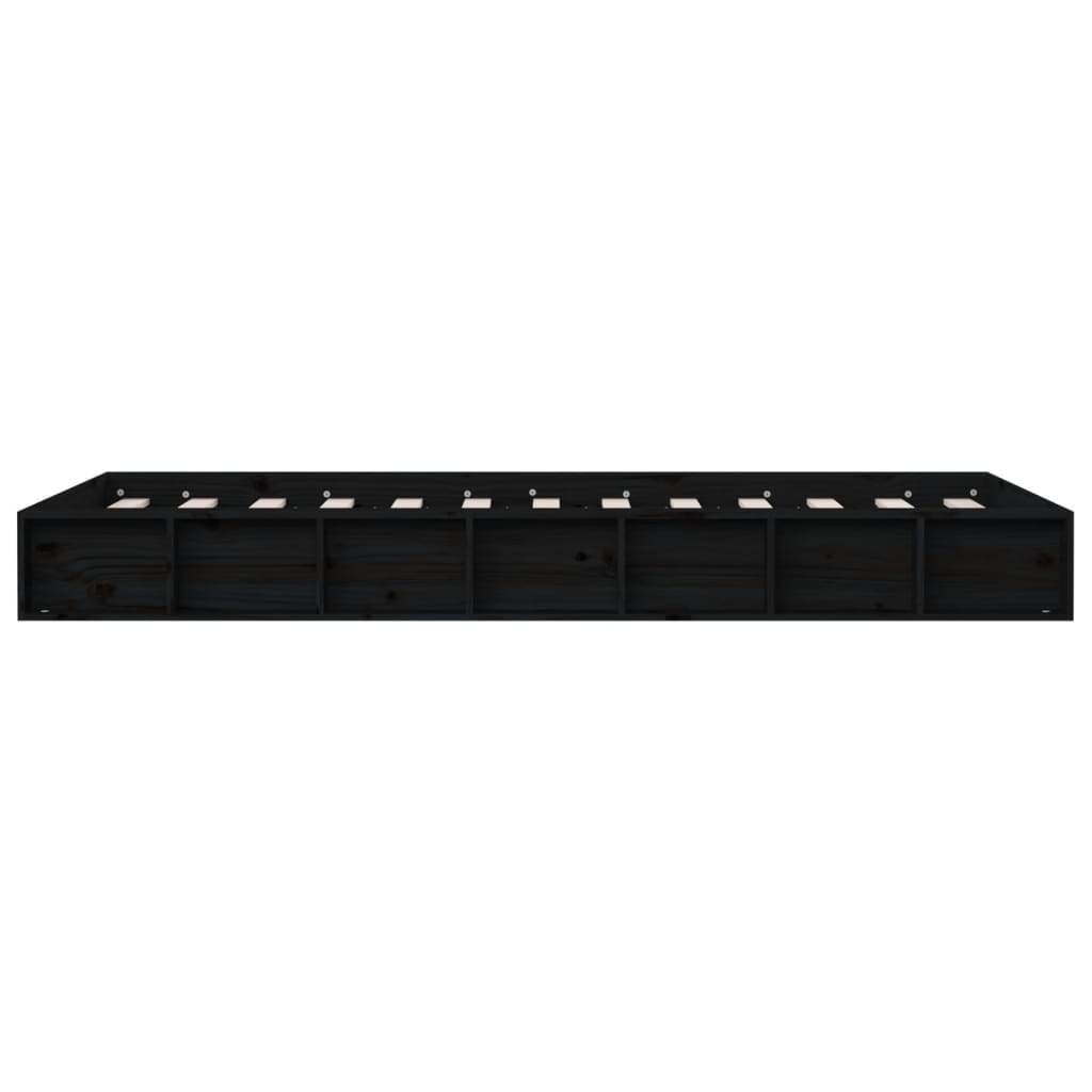Cadre de lit sans matelas noir 135x190 cm bois massif - XIOS