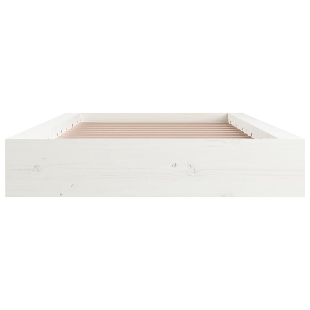 Cadre de lit sans matelas blanc 140x190 cm bois massif - XIOS