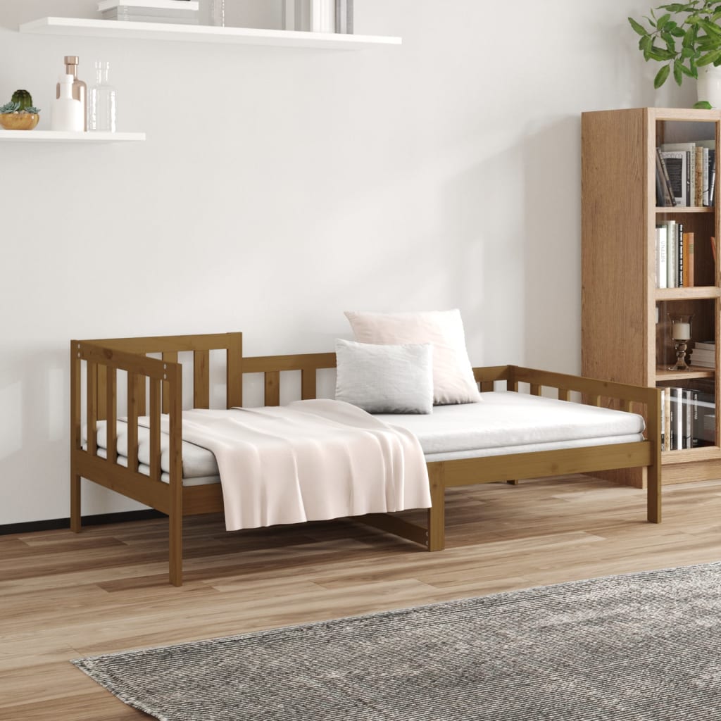 Lit de jour sans matelas marron miel 90x190 cm bois pin massif - XIOS