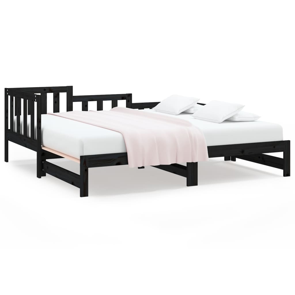 Lit coulissant sans matelas noir bois de pin massif - XIOS