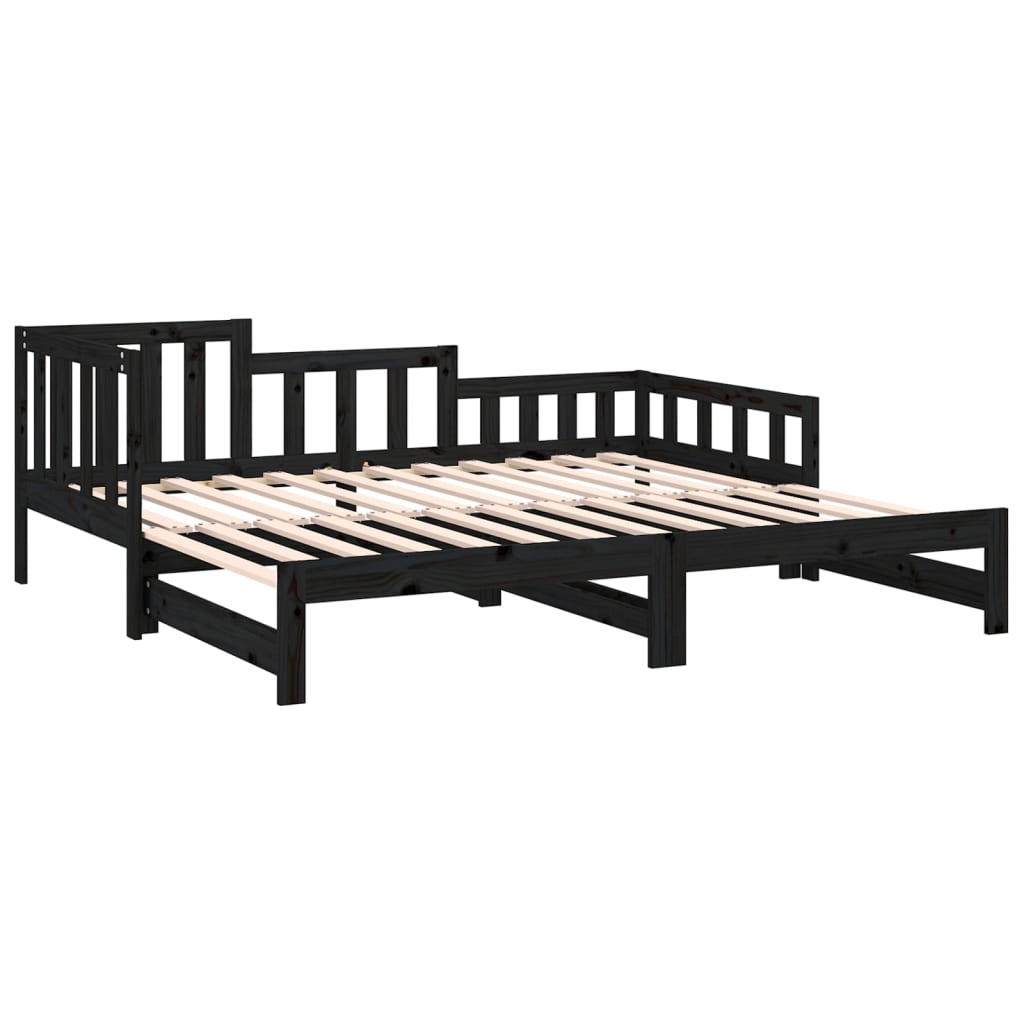 Lit coulissant sans matelas noir bois de pin massif - XIOS