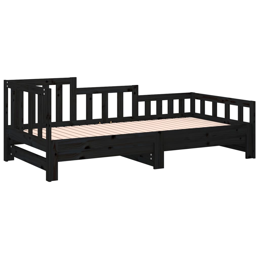 Lit coulissant sans matelas noir bois de pin massif - XIOS