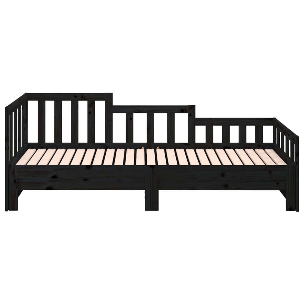 Lit coulissant sans matelas noir bois de pin massif - XIOS