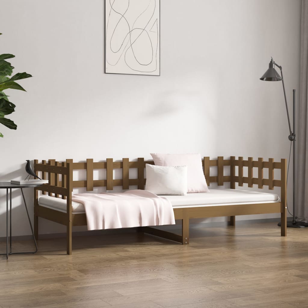 Lit de jour sans matelas marron miel 80x200 cm bois pin massif - XIOS