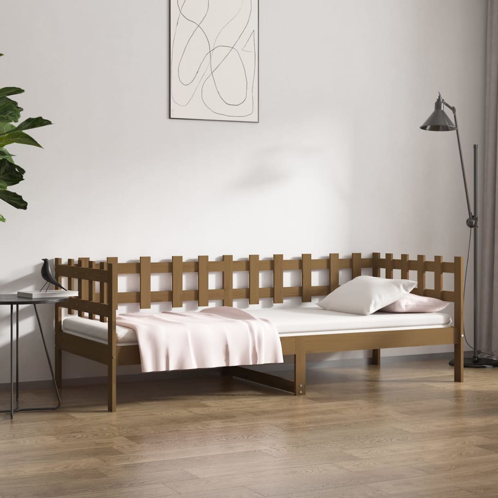 Lit de jour sans matelas marron miel 80x200 cm bois pin massif - XIOS