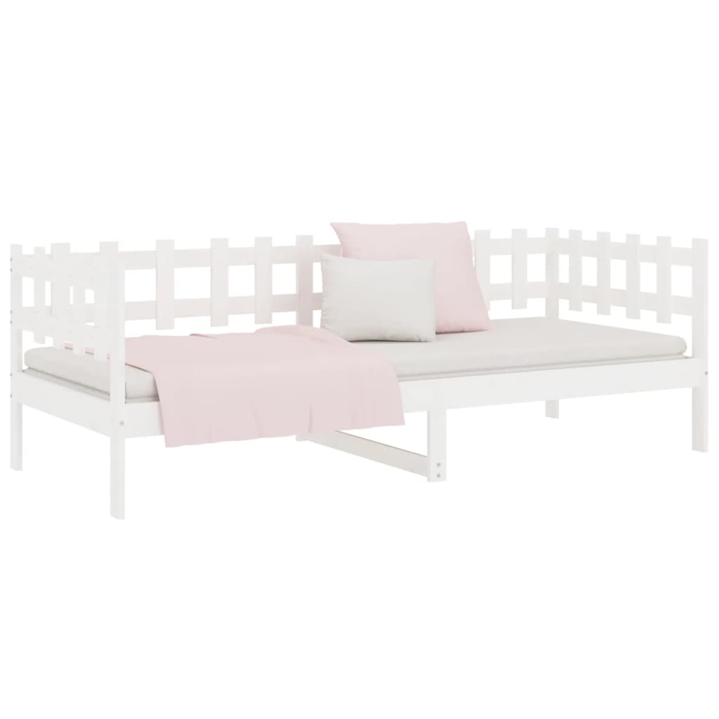 Lit de jour sans matelas blanc 90x200 cm bois de pin massif - XIOS