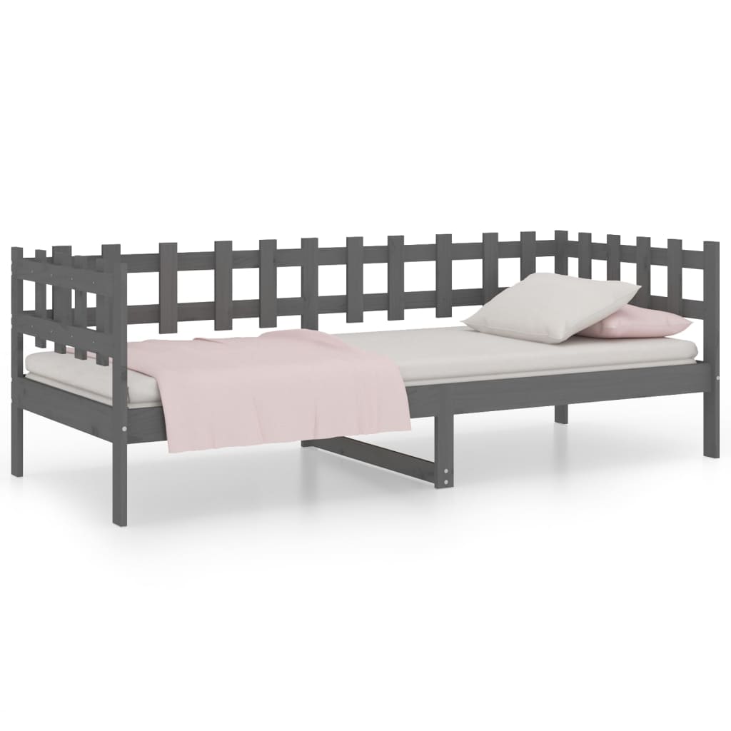 Lit de jour sans matelas gris 90x200 cm bois de pin massif - XIOS