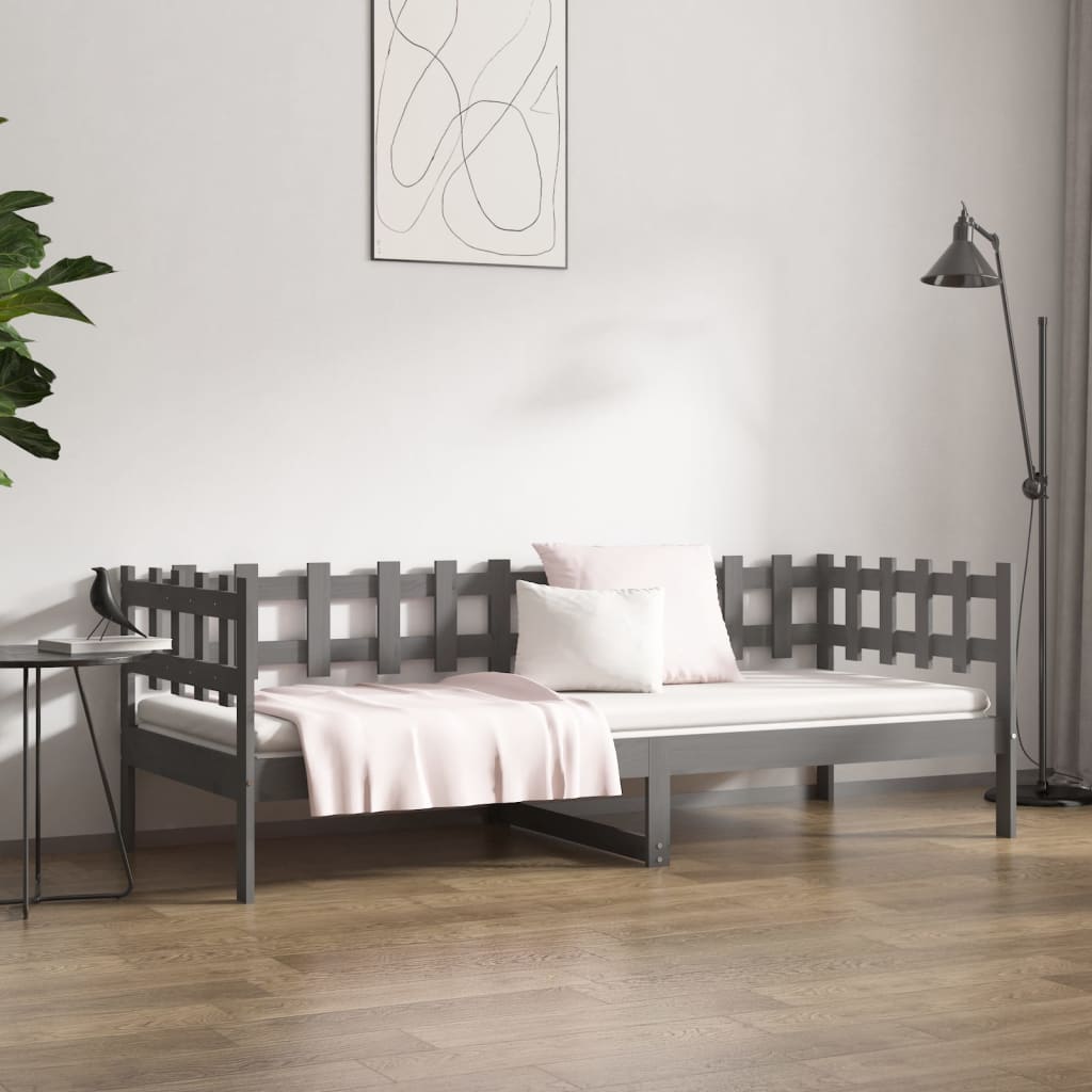 Lit de jour sans matelas gris 90x200 cm bois de pin massif - XIOS