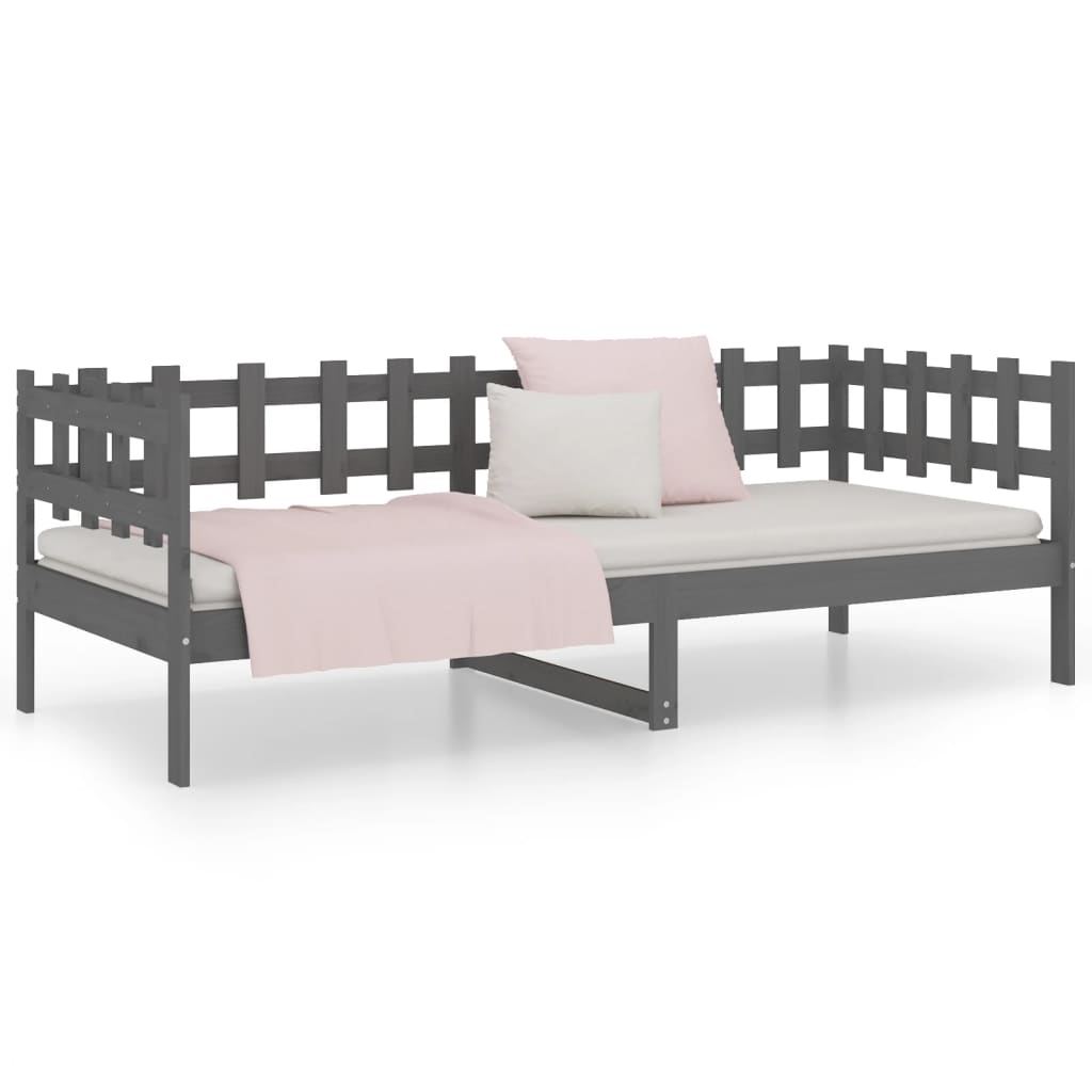 Lit de jour sans matelas gris 90x200 cm bois de pin massif - XIOS