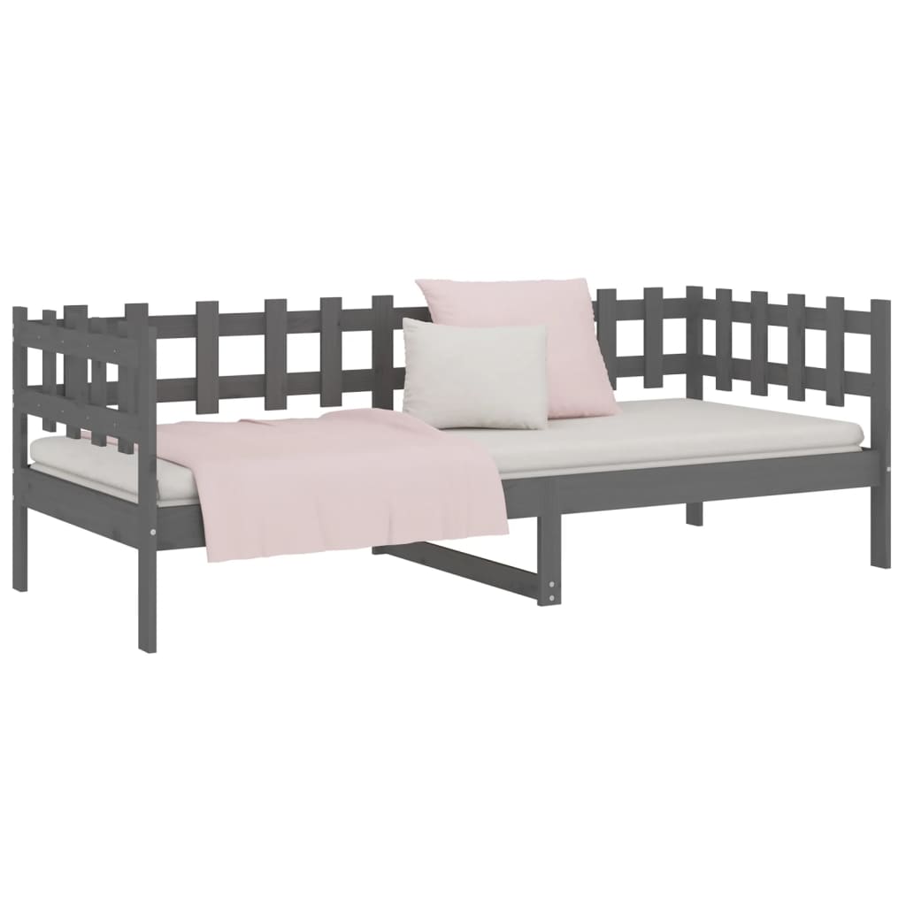 Lit de jour sans matelas gris 90x200 cm bois de pin massif - XIOS