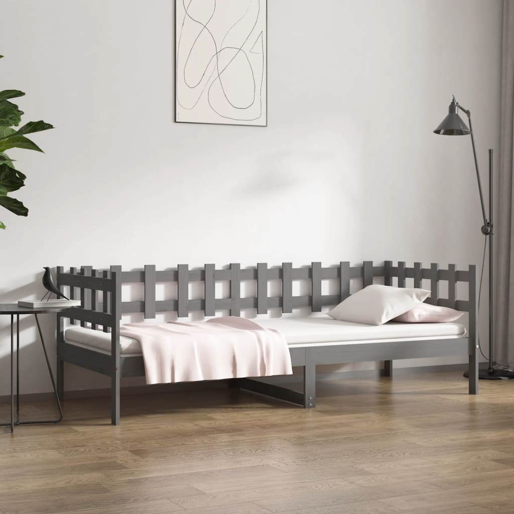 Lit de jour sans matelas gris 90x200 cm bois de pin massif - XIOS