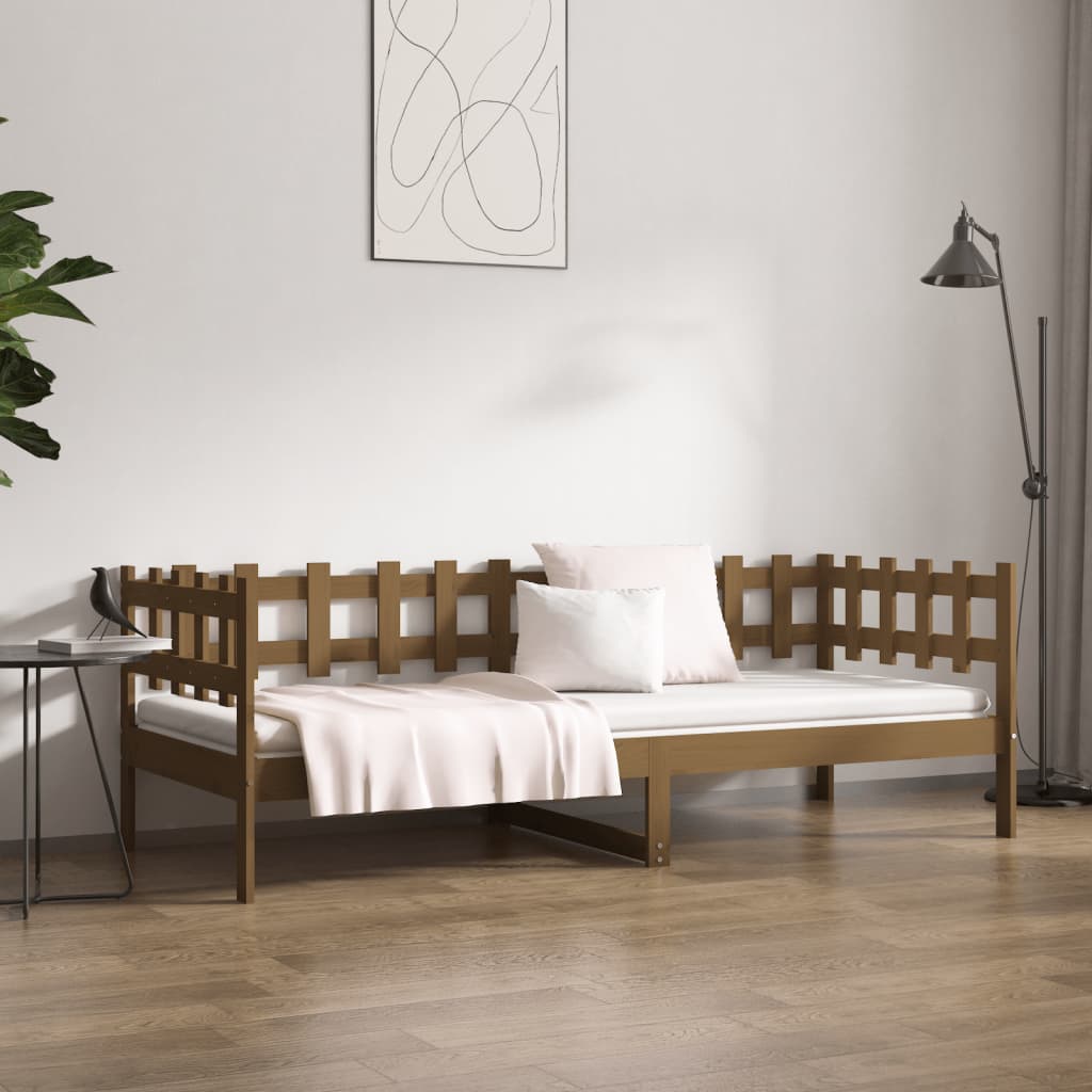 Lit de jour sans matelas marron miel 90x200 cm bois pin massif - XIOS