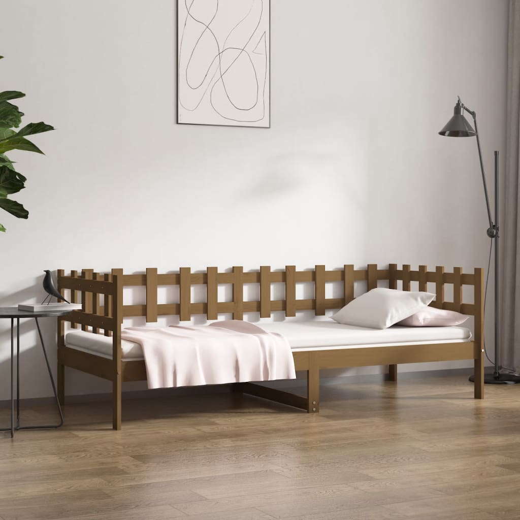 Lit de jour sans matelas marron miel 90x200 cm bois pin massif - XIOS