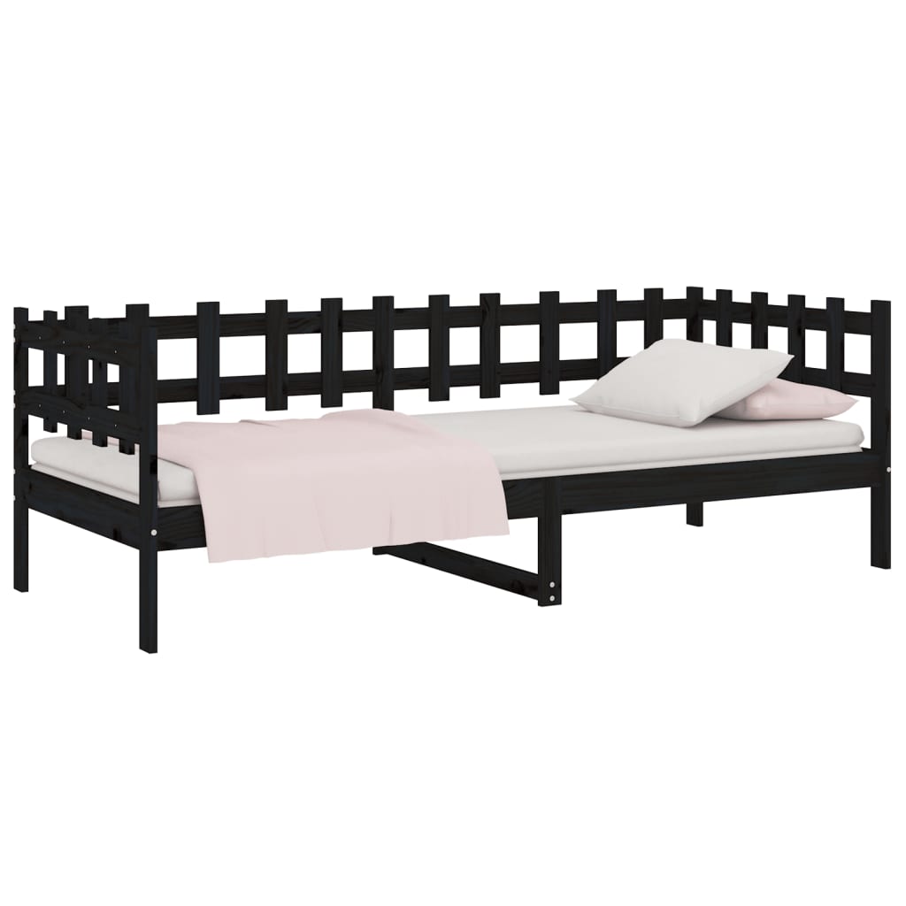 Lit de jour sans matelas noir 90x200 cm bois de pin massif - XIOS