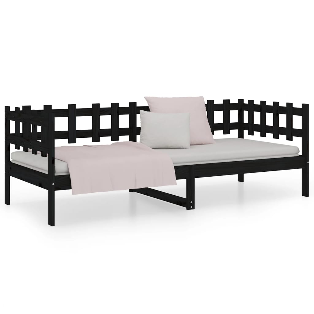 Lit de jour sans matelas noir 90x200 cm bois de pin massif - XIOS