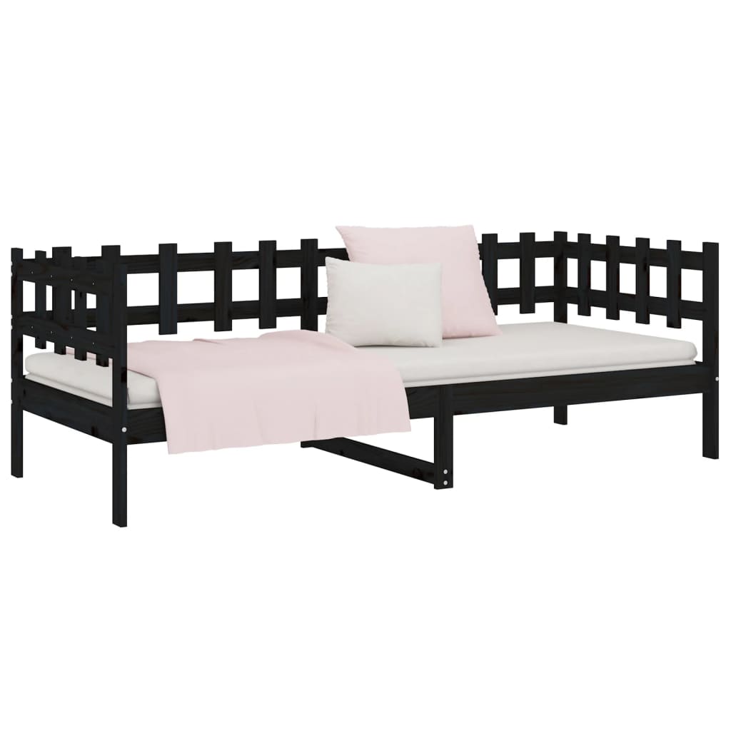 Lit de jour sans matelas noir 90x200 cm bois de pin massif - XIOS