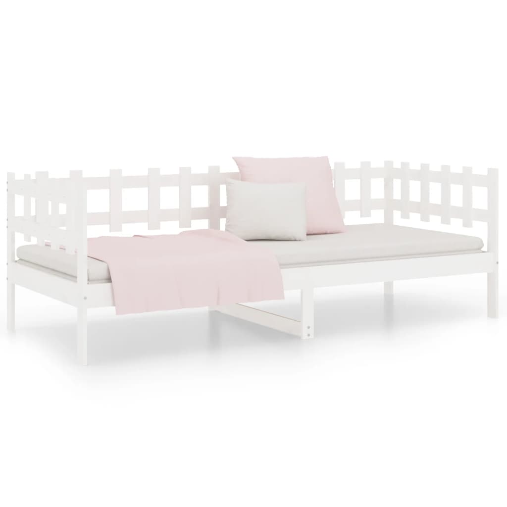 Lit de jour sans matelas blanc 90x190 cm bois de pin massif - XIOS
