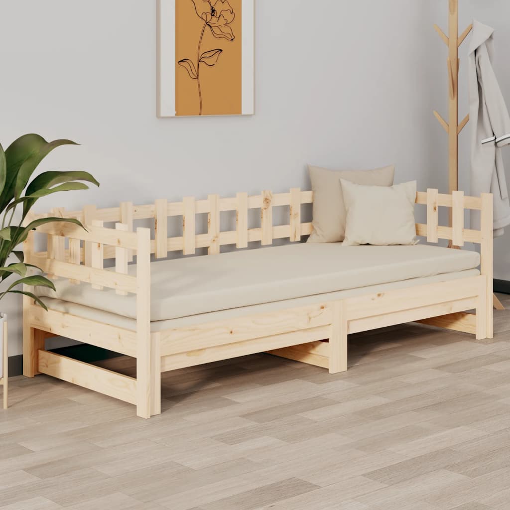 Lit coulissant sans matelas 2x(80x200) cm Bois de pin massif