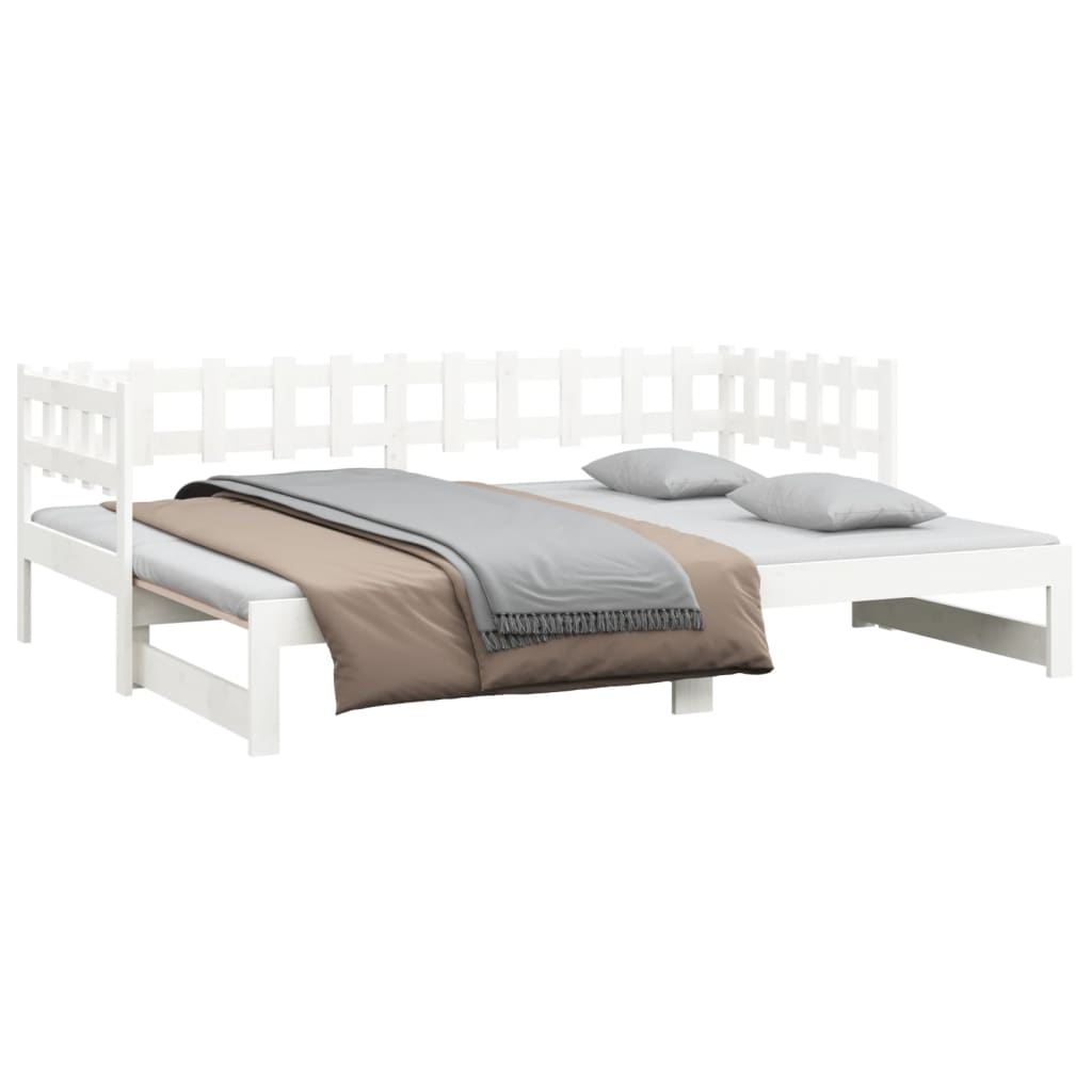 Lit coulissant sans matelas blanc 2x(80x200)cm
