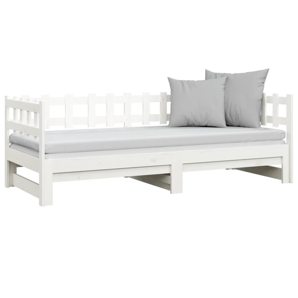 Lit coulissant sans matelas blanc 2x(80x200)cm