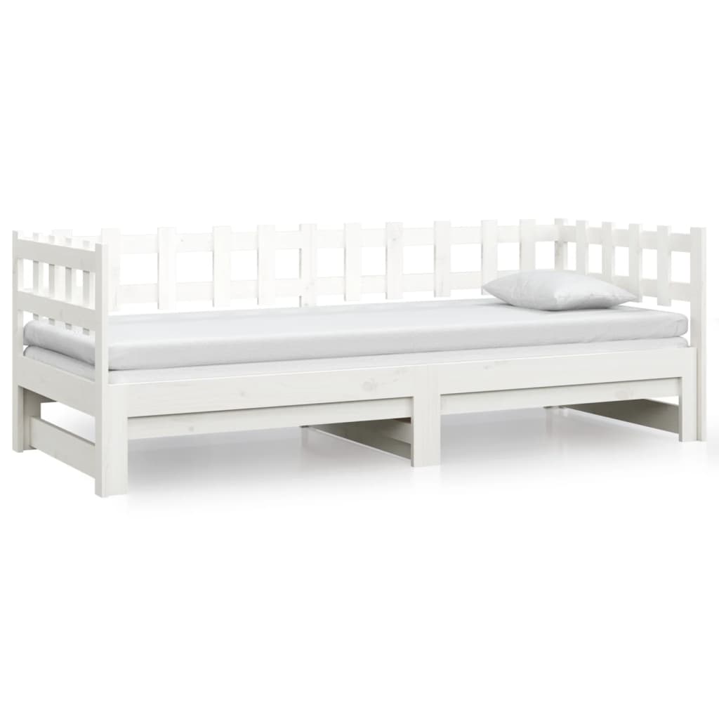 Lit coulissant sans matelas blanc 2x(80x200)cm