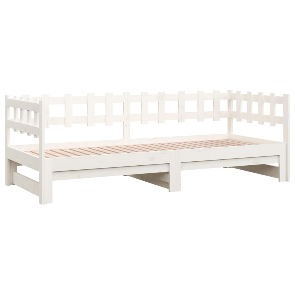Lit coulissant sans matelas blanc 2x(80x200)cm