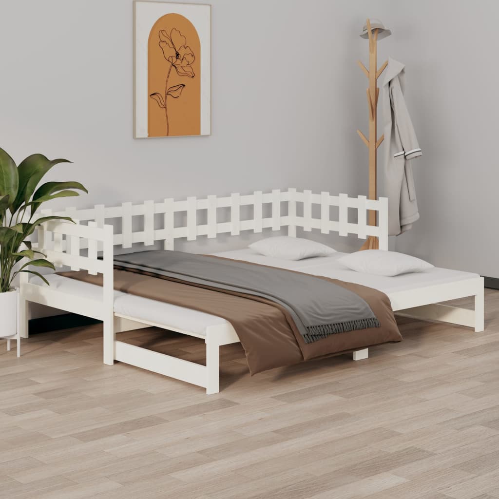Lit coulissant sans matelas blanc 2x(80x200)cm