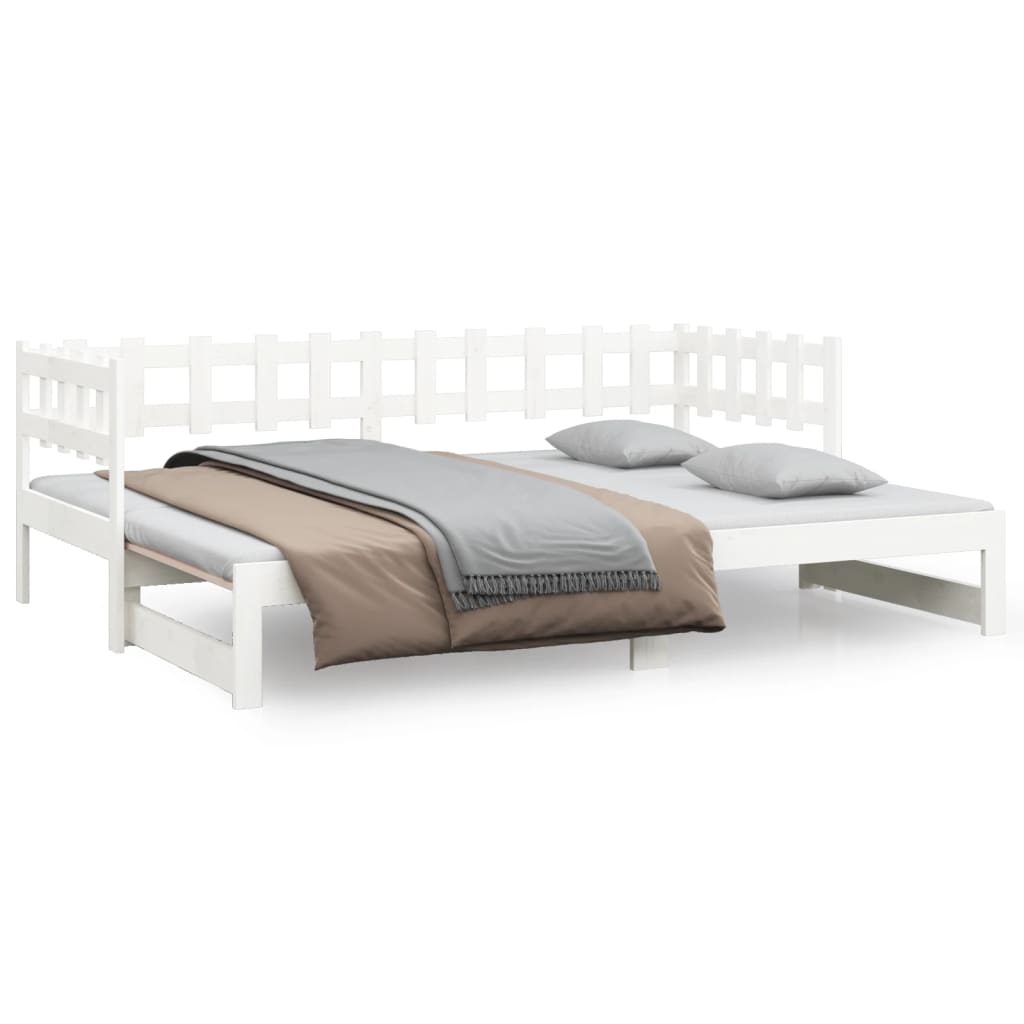 Lit coulissant sans matelas blanc 2x(90x200) cm