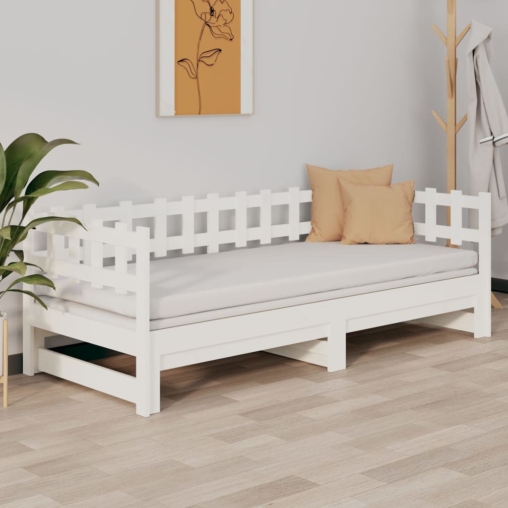 Lit coulissant sans matelas blanc 2x(90x200) cm