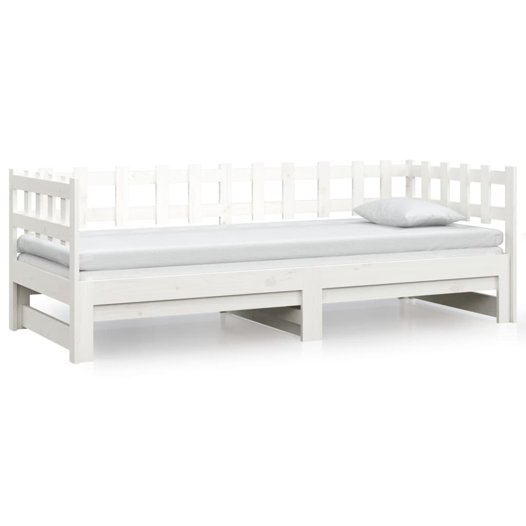 Lit coulissant sans matelas blanc 2x(90x200) cm