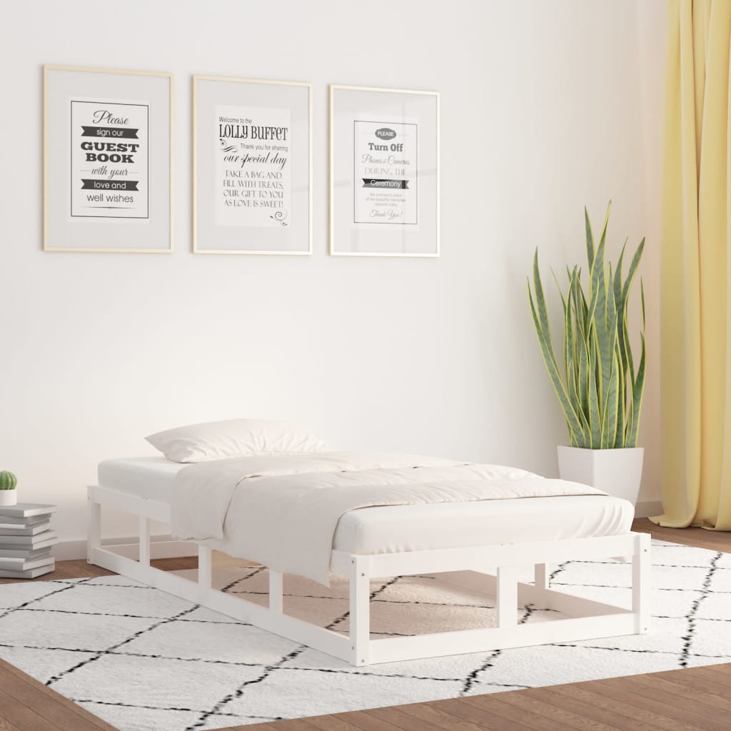 Cadre de lit sans matelas blanc 90x200 cm bois massif - XIOS