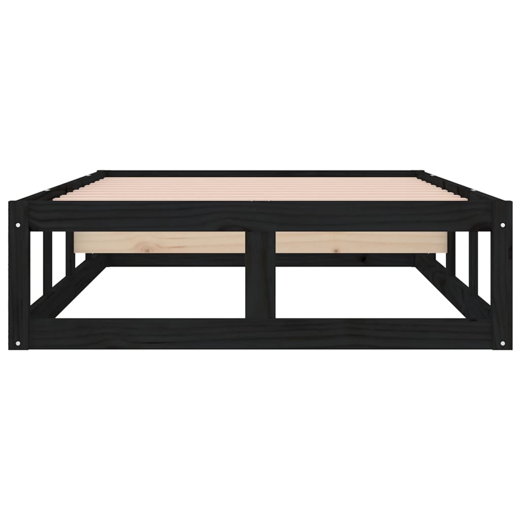 Cadre de lit sans matelas noir 90x200 cm bois massif - XIOS