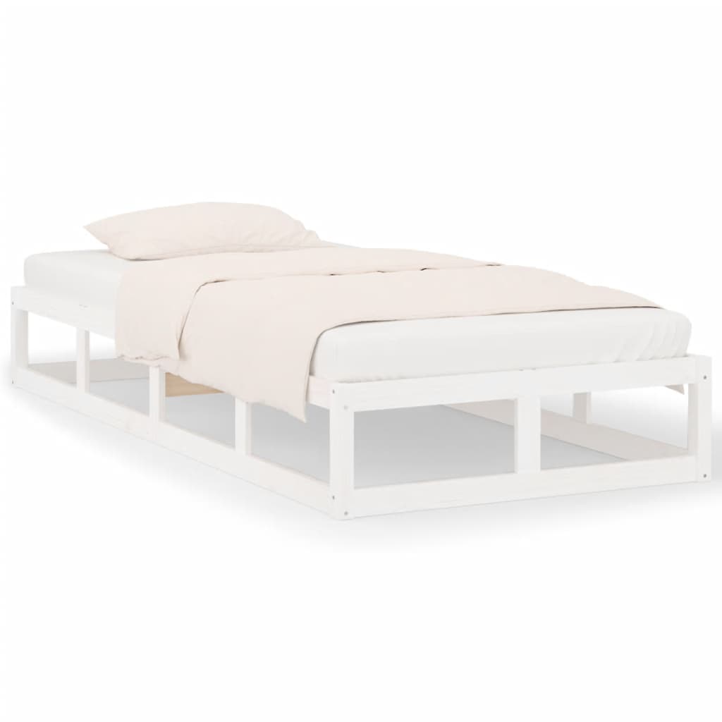 Cadre de lit sans matelas blanc 100x200 cm bois massif - XIOS