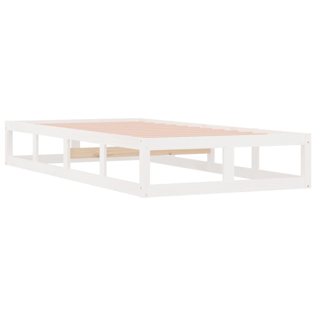 Cadre de lit sans matelas blanc 100x200 cm bois massif - XIOS