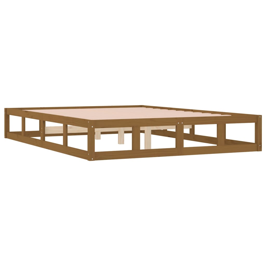 Cadre de lit sans matelas marron miel 120x200 cm bois massif - XIOS