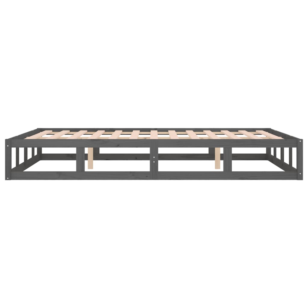 Cadre de lit sans matelas gris 150x200 cm bois massif - XIOS