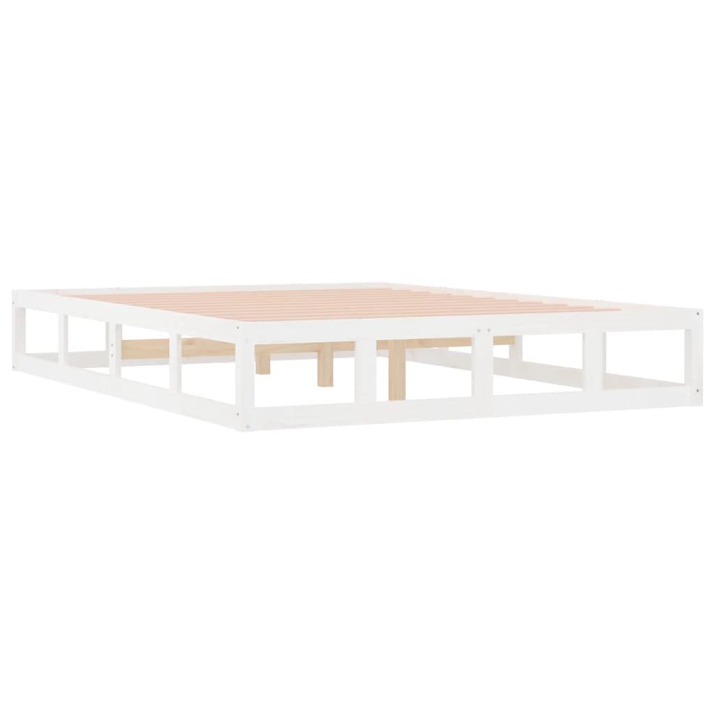 Cadre de lit sans matelas blanc 180x200 cm bois massif - XIOS